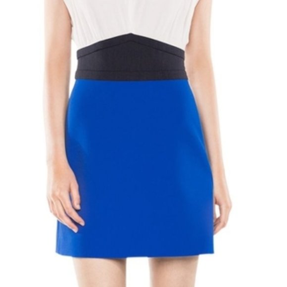 MAJE ROXINA Black White COBALT BLUE Color Block Mini Dress - Picture 4 of 5
